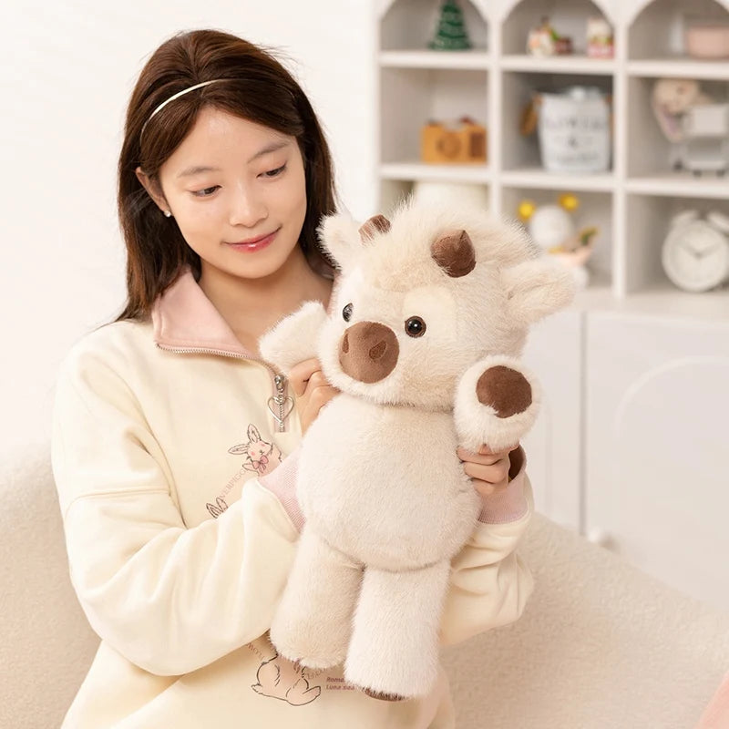 Adorable Highland Cattle Plush Toy 45cm - Huggable Running Cow Stuffed Animal Made with Premium Soft Fabric, Soothing Companion