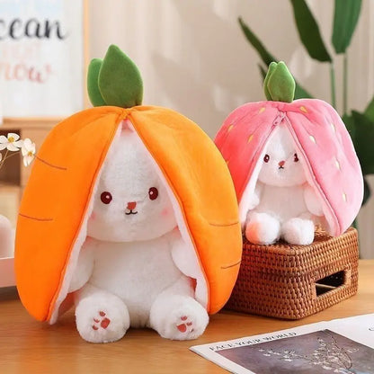 Kawaii Fruit Bunny Plush Toy Cute Carrot Strawberry Turn Into Rabbit Plush Toy Kids Birthday Christmas Gift peluches pequenos