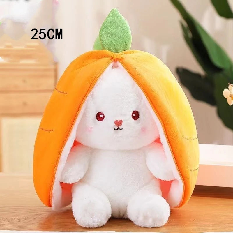 Kawaii Fruit Bunny Plush Toy Cute Carrot Strawberry Turn Into Rabbit Plush Toy Kids Birthday Christmas Gift peluches pequenos