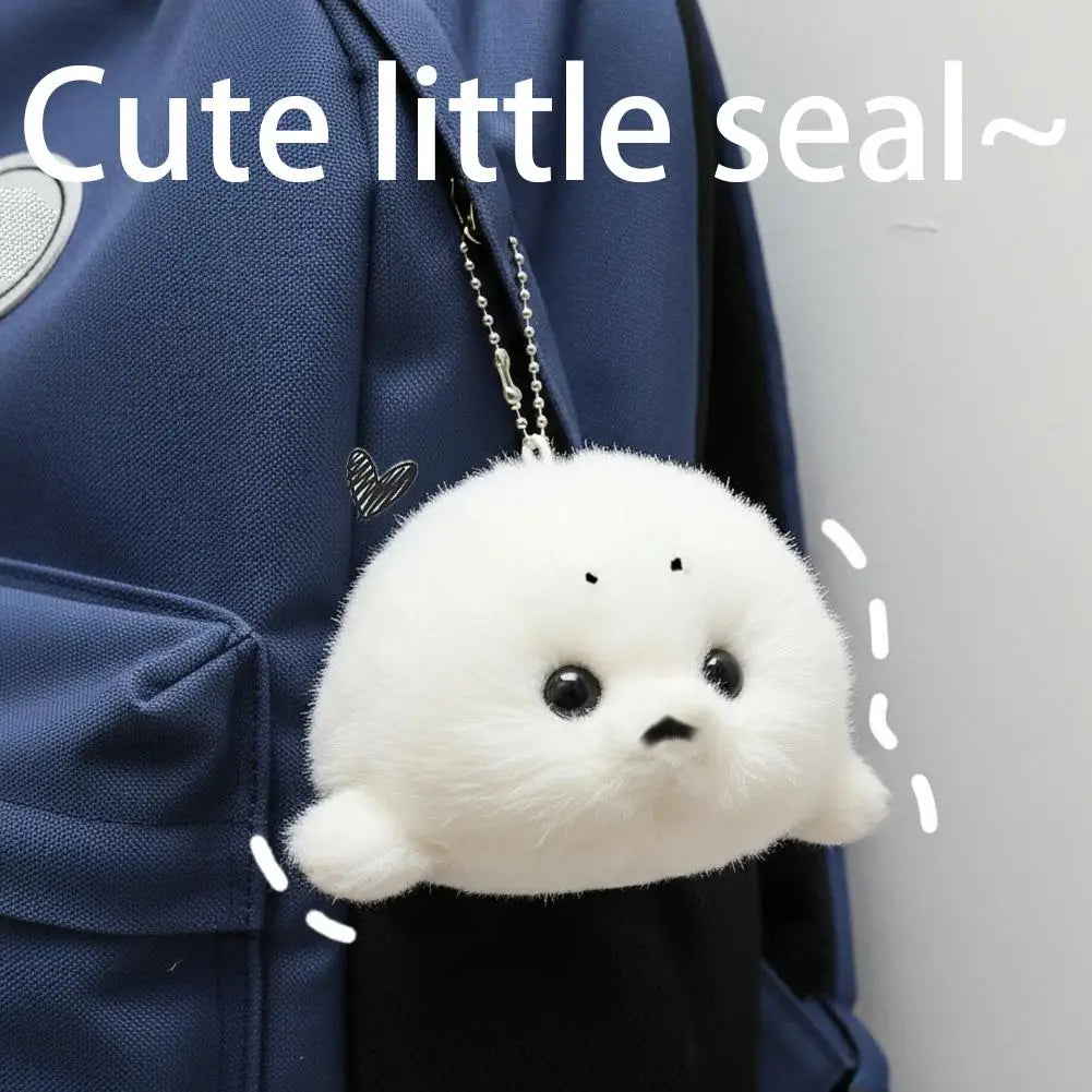 Soft Grey Seal Plush Keychain White Seal Plushies Animal Pendant Fashion Stuffed Doll Keyring Car Key Accessories Car Ornaments