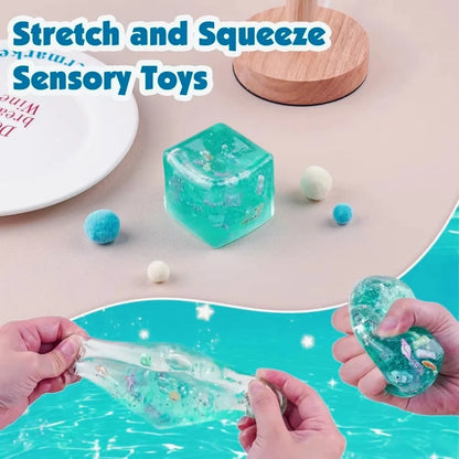 2A-Squishy Stress Balls Cube Ocean Sensory Fidget Toy Slow Rise Squishy Toys for Kids and Adults Squeeze Relax Gift9