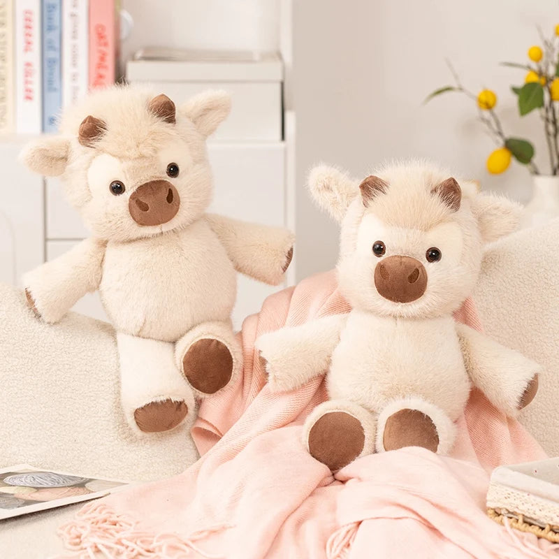Adorable Highland Cattle Plush Toy 45cm - Huggable Running Cow Stuffed Animal Made with Premium Soft Fabric, Soothing Companion