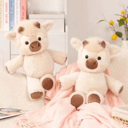 Adorable Highland Cattle Plush Toy 45cm - Huggable Running Cow Stuffed Animal Made with Premium Soft Fabric, Soothing Companion