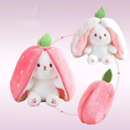 Kawaii Fruit Bunny Plush Toy Cute Carrot Strawberry Turn Into Rabbit Plush Toy Kids Birthday Christmas Gift peluches pequenos