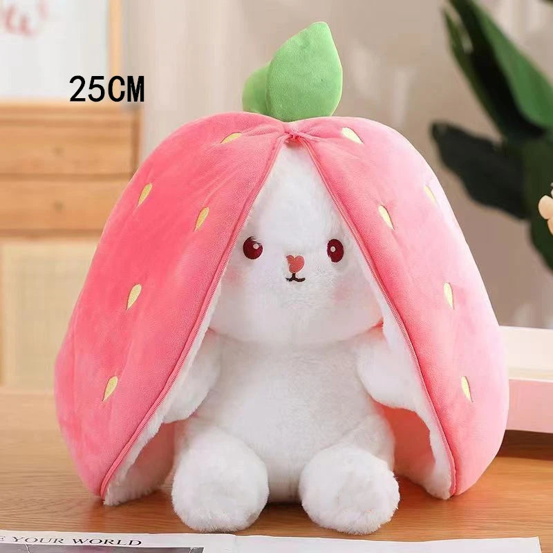 Kawaii Fruit Bunny Plush Toy Cute Carrot Strawberry Turn Into Rabbit Plush Toy Kids Birthday Christmas Gift peluches pequenos
