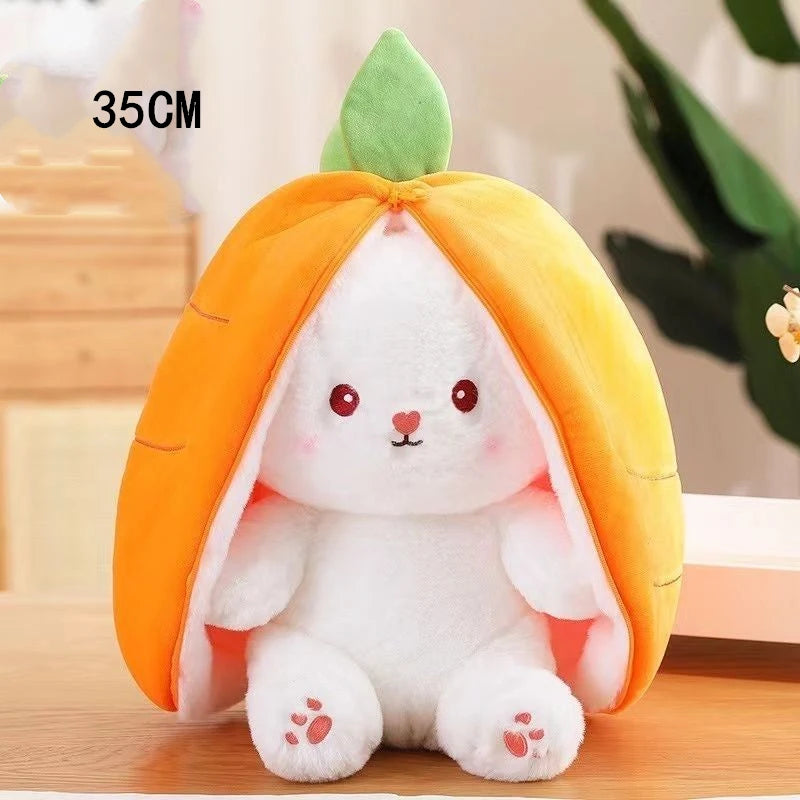 Kawaii Fruit Bunny Plush Toy Cute Carrot Strawberry Turn Into Rabbit Plush Toy Kids Birthday Christmas Gift peluches pequenos