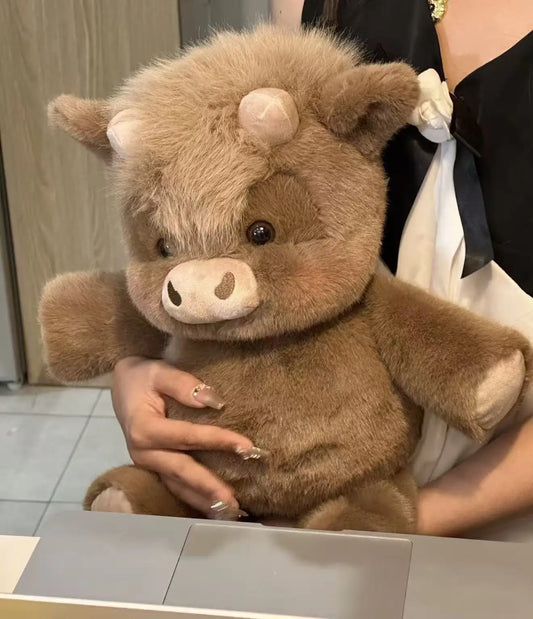 Adorable Highland Cattle Plush Toy 45cm - Huggable Running Cow Stuffed Animal Made with Premium Soft Fabric, Soothing Companion