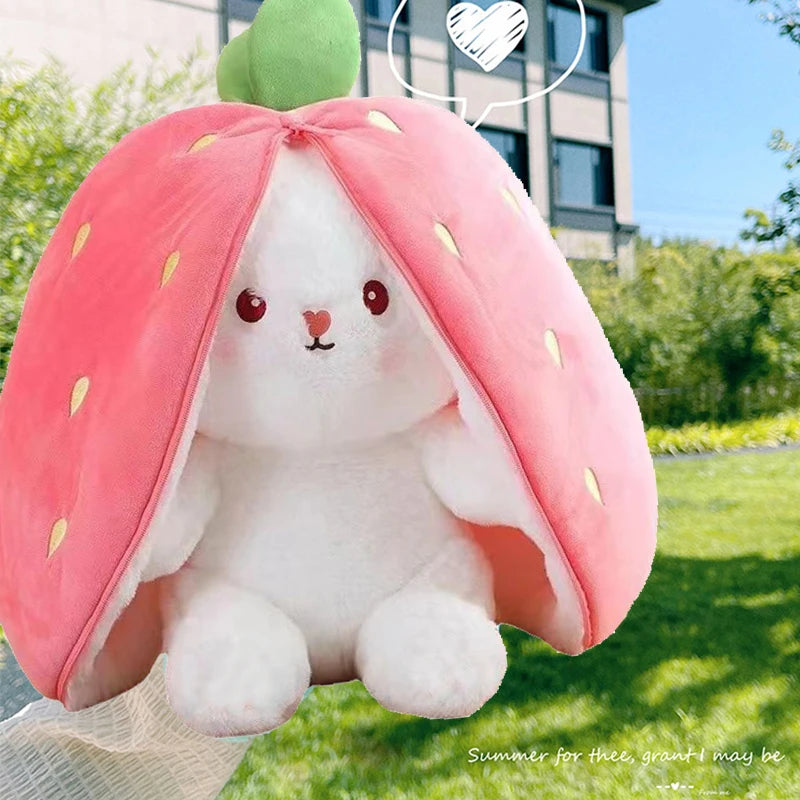 Kawaii Fruit Bunny Plush Toy Cute Carrot Strawberry Turn Into Rabbit Plush Toy Kids Birthday Christmas Gift peluches pequenos
