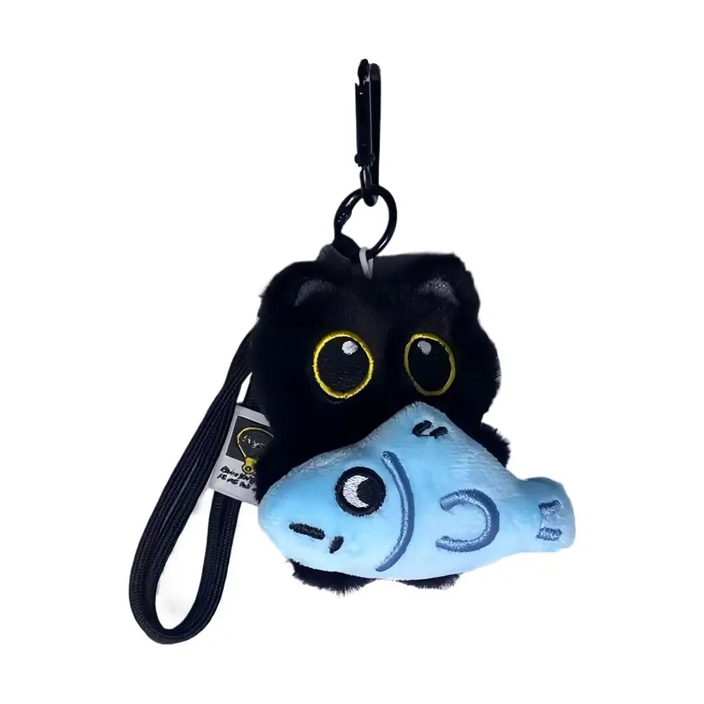 Cute Cartoon Plush Black Cat Keychain Bag Pendant Decoration Kawaii Stuffed Doll Toy Car Keyring Accessories Couples Gift