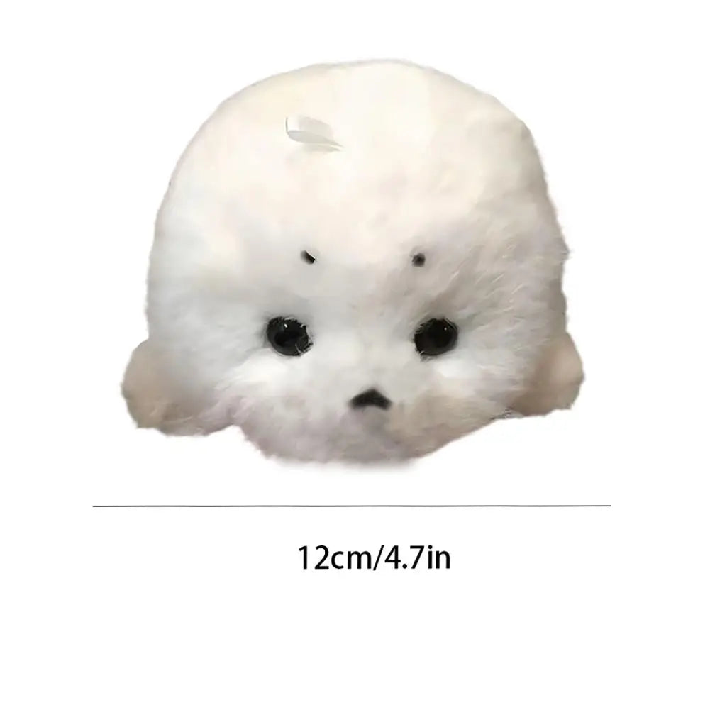 Soft Grey Seal Plush Keychain White Seal Plushies Animal Pendant Fashion Stuffed Doll Keyring Car Key Accessories Car Ornaments