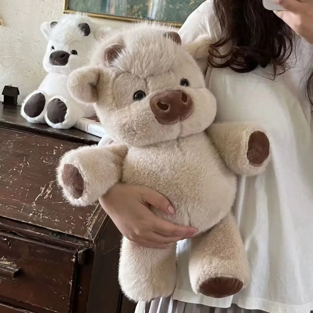Adorable Highland Cattle Plush Toy 45cm - Huggable Running Cow Stuffed Animal Made with Premium Soft Fabric, Soothing Companion