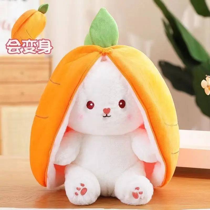 Kawaii Fruit Bunny Plush Toy Cute Carrot Strawberry Turn Into Rabbit Plush Toy Kids Birthday Christmas Gift peluches pequenos