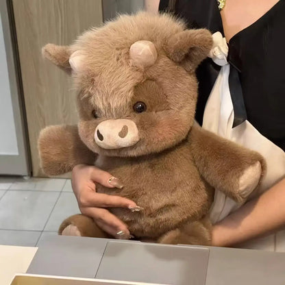 Adorable Highland Cattle Plush Toy 45cm - Huggable Running Cow Stuffed Animal Made with Premium Soft Fabric, Soothing Companion