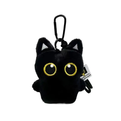 Cute Cartoon Plush Black Cat Keychain Bag Pendant Decoration Kawaii Stuffed Doll Toy Car Keyring Accessories Couples Gift