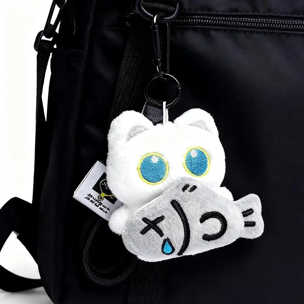 Cute Cartoon Plush Black Cat Keychain Bag Pendant Decoration Kawaii Stuffed Doll Toy Car Keyring Accessories Couples Gift