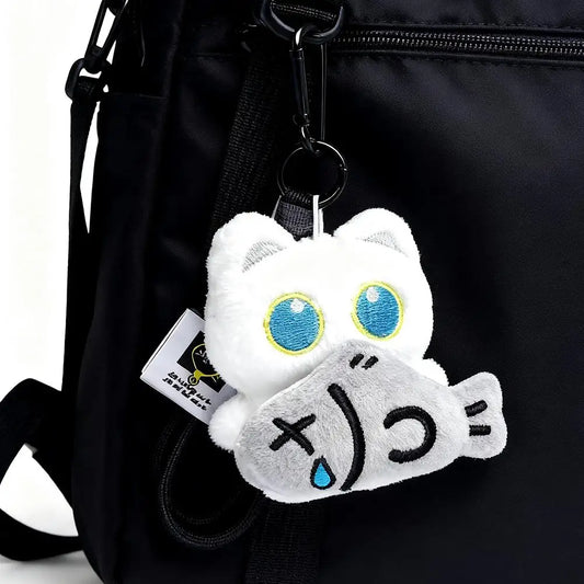 Cute Cartoon Plush Black Cat Keychain Bag Pendant Decoration Kawaii Stuffed Doll Toy Car Keyring Accessories Couples Gift